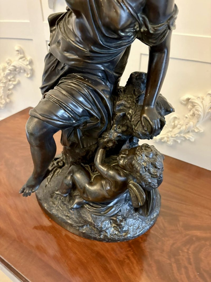 Superb Antique 19th Century Bronze Sculpture by Renowned French Sculptor Auguste Moreau “L’amour Maternel” (Motherly Love)